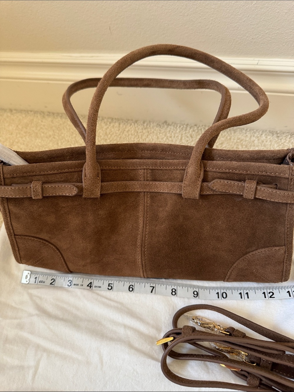 Designer Inspired Suede Handbag - Picture 3 of 5